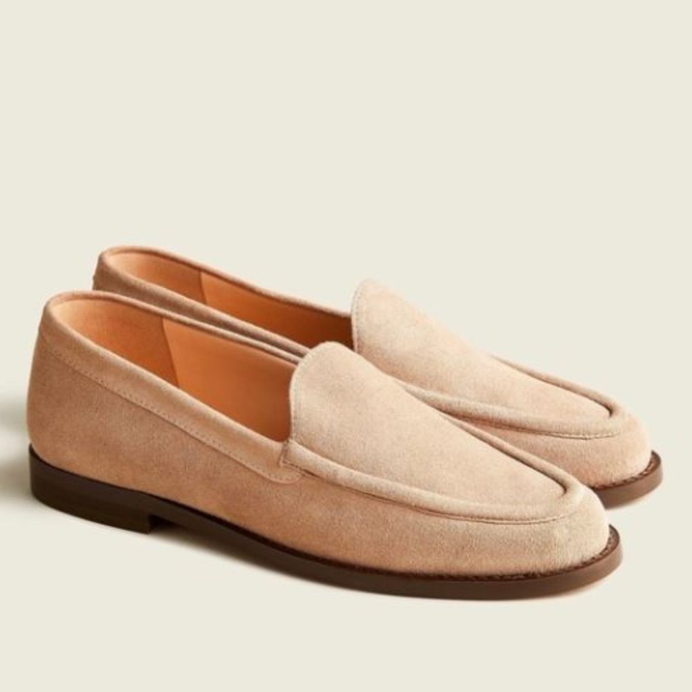 J.Crew NWT Winona Suede Loafers Leather Flats Luxury Caramel Shoes Size 7